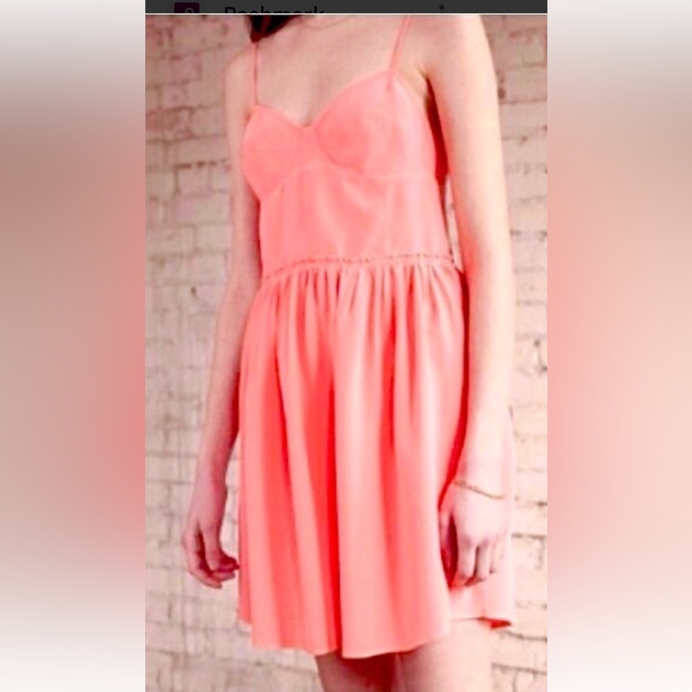 #82 Wilfred 100% Silk Coral Sleeveless Sweetheart Sundress Small